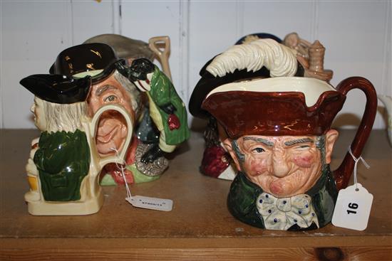 Six Royal Doulton character jugs, inc The Gardener, Old Salt, Porthos, Old Charlie & Walrus & Carpenter